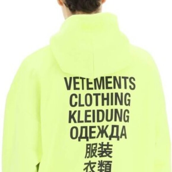 Vetements Translation Hoodie 'Neon Yellow' Men - Picture 5 of 5